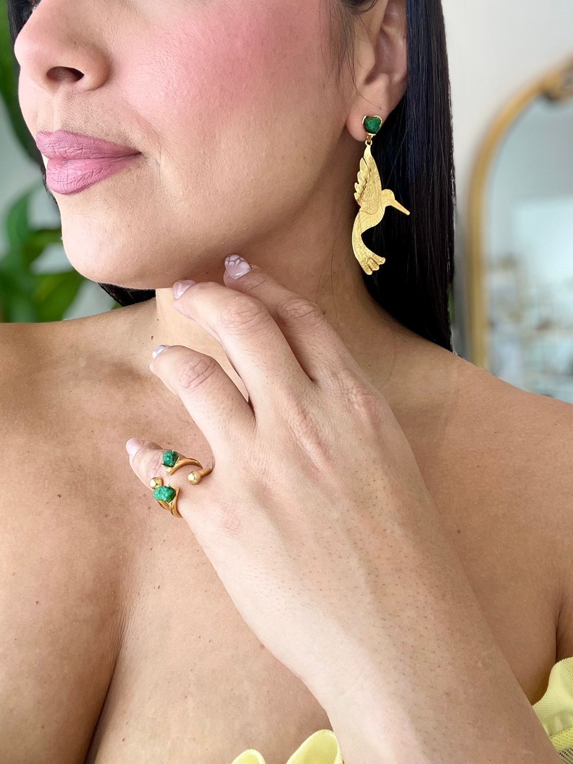 Gold Bird Earrings Set