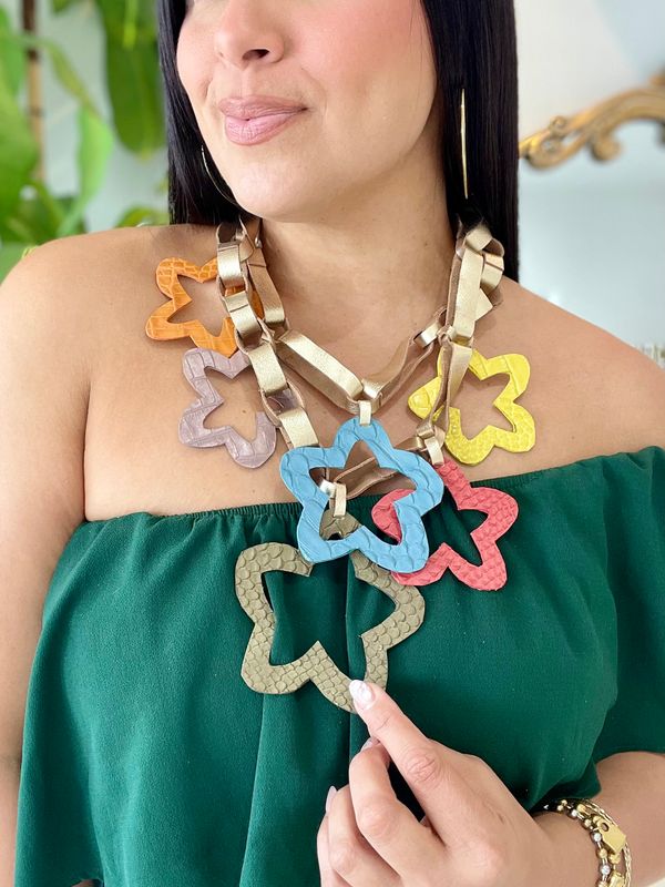 Flower Leather Necklace