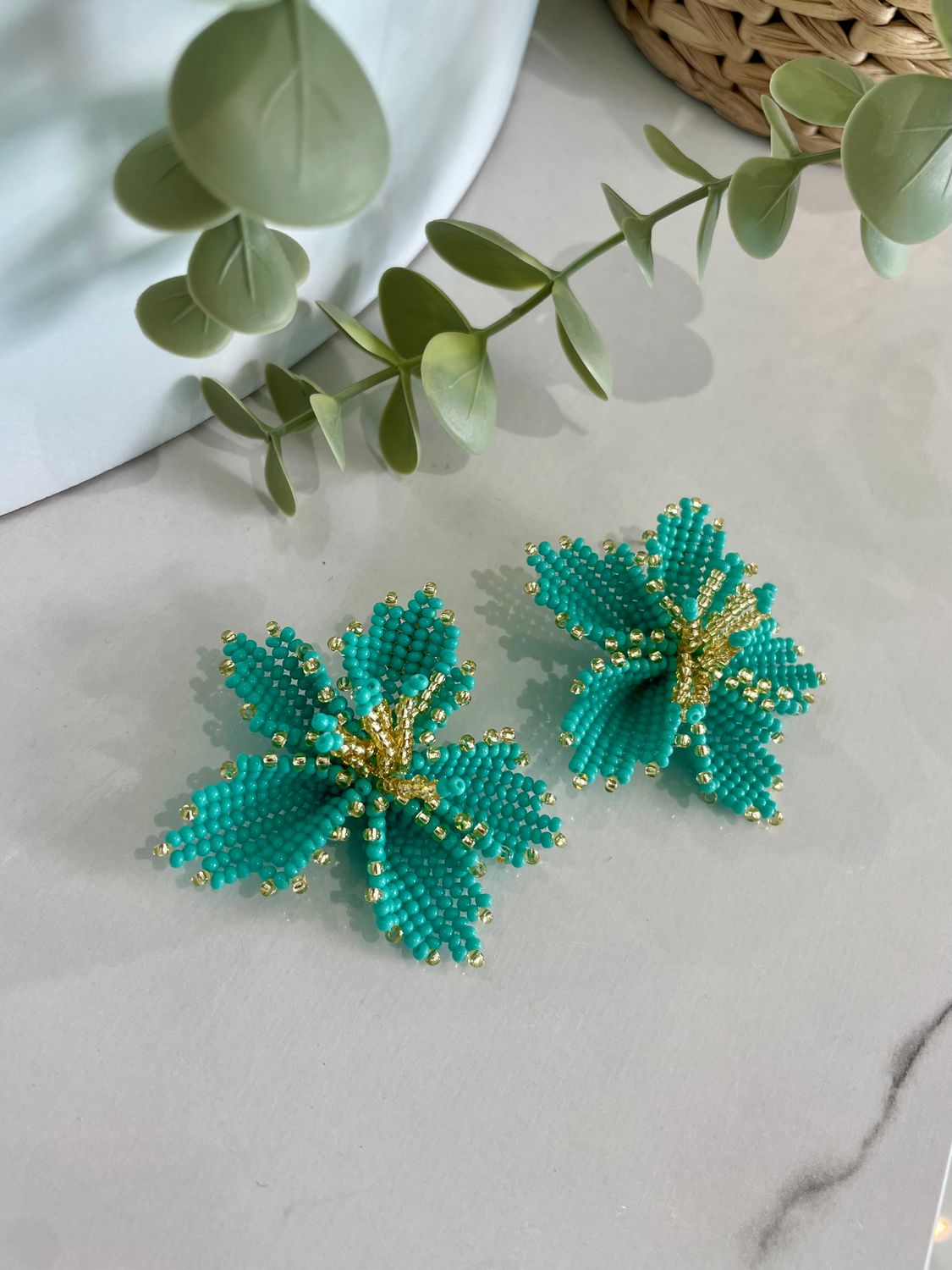 Aqua Flower Earrings