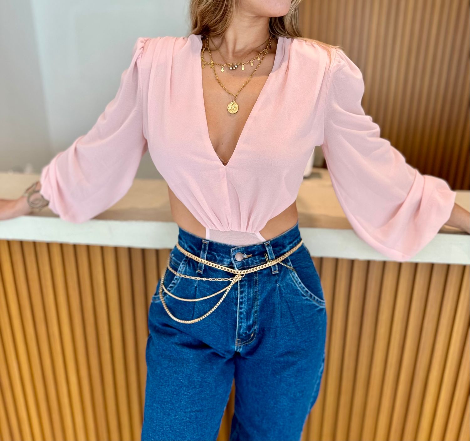 Long Sleeve Pink Bodysuit