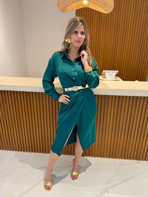 Satin Emerald Cocktail Dress
