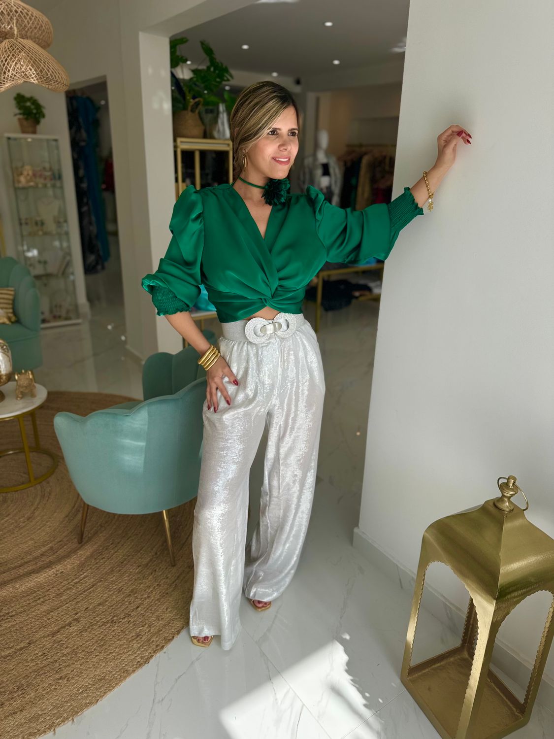 Silver Plate High Waisted Pant