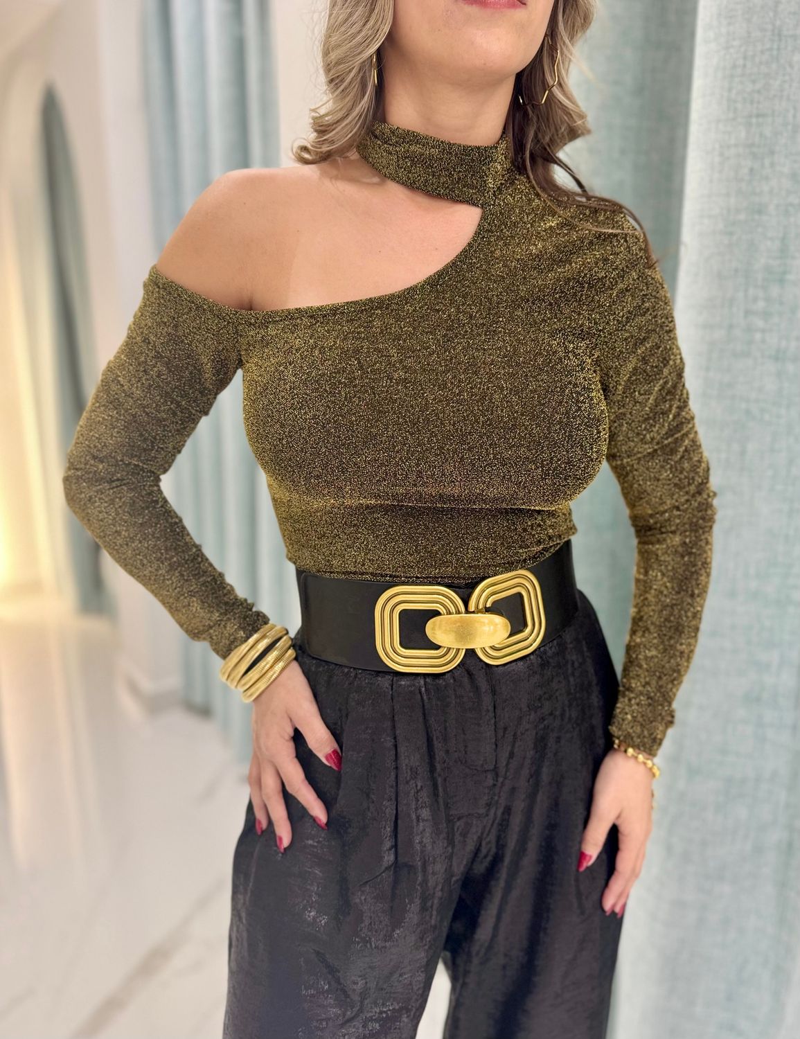 Shiny Long Sleeve Top