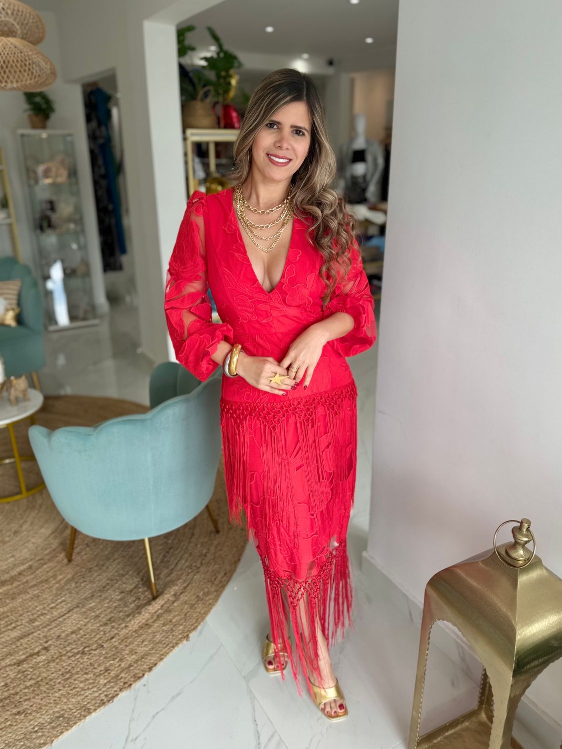 Red Boho Chic Dress