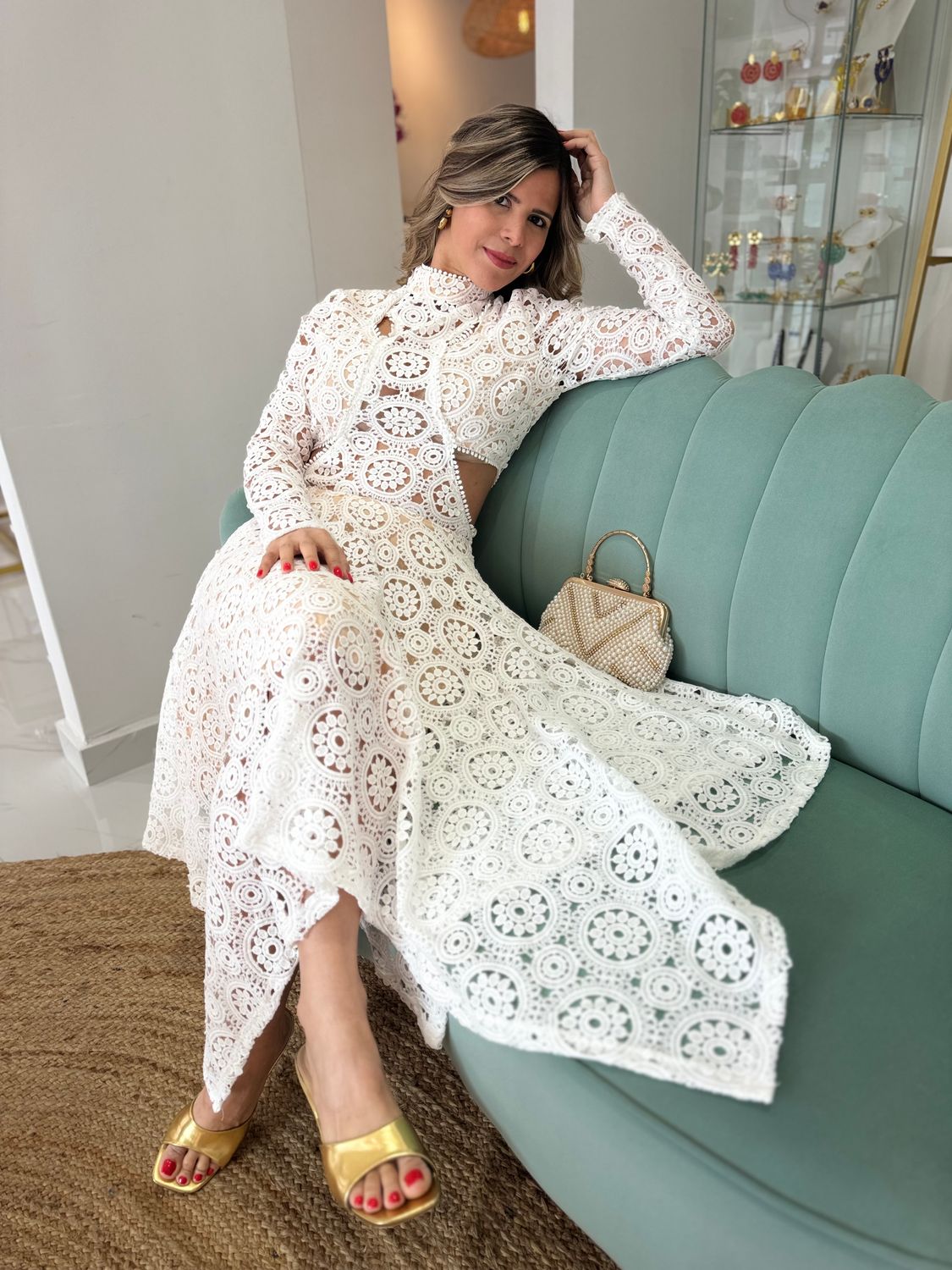 White Crochet Dress