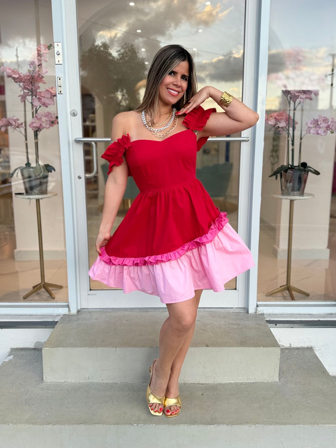 Girly Red &amp; Pink Dress
