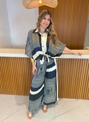 Black &amp; White Pant Set