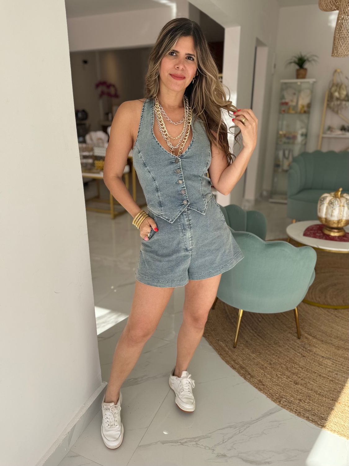Denim Vest Romper