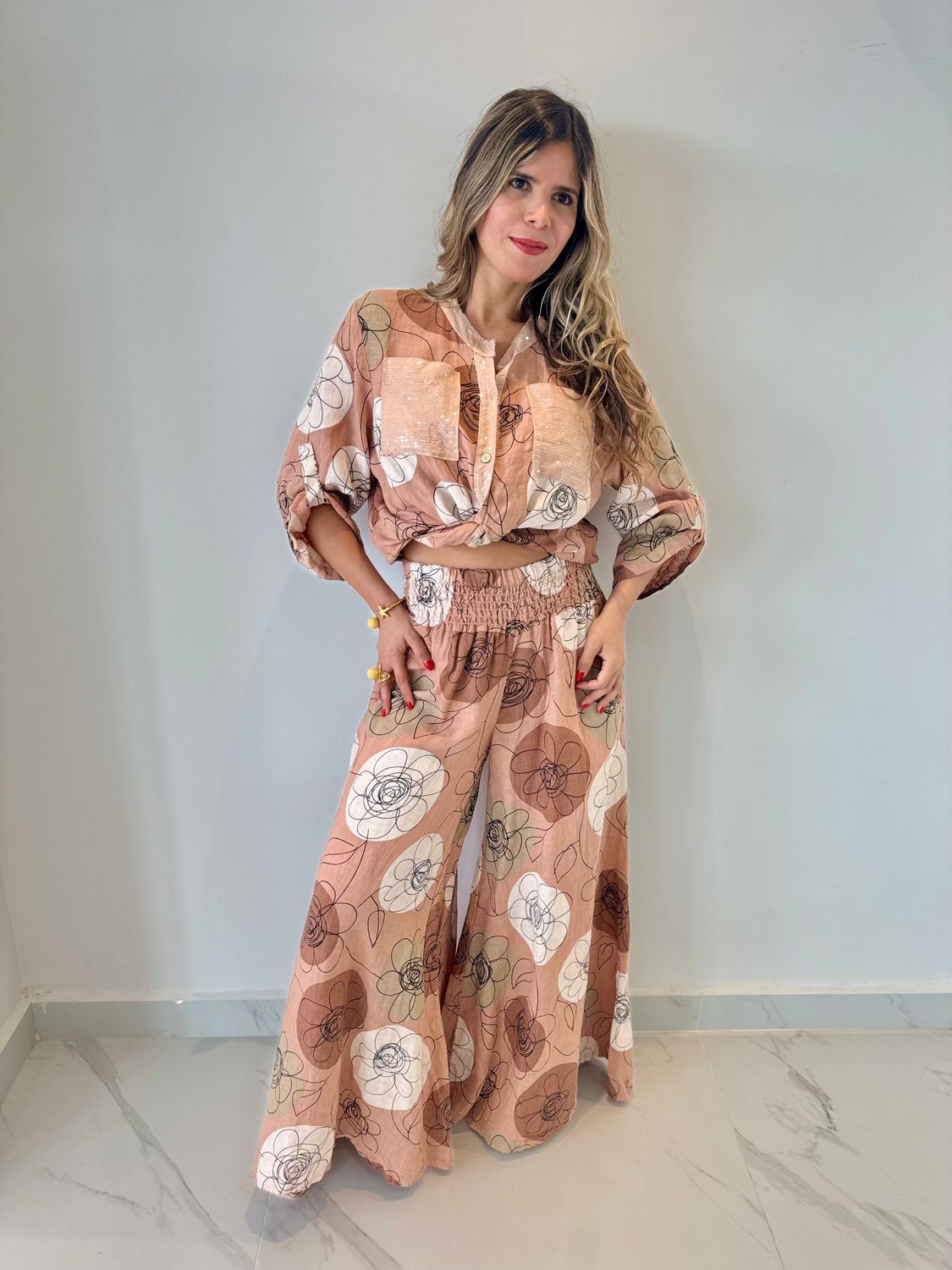 Blush Flowers Pant Set