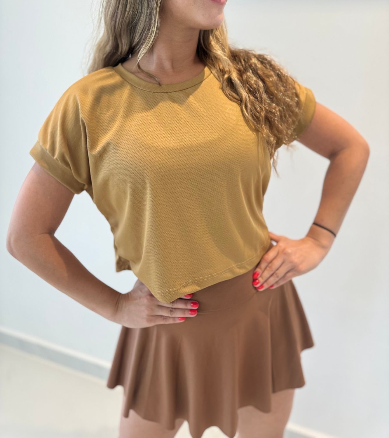 Camel crop top