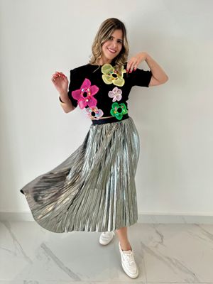 Metallic Midi Skirt