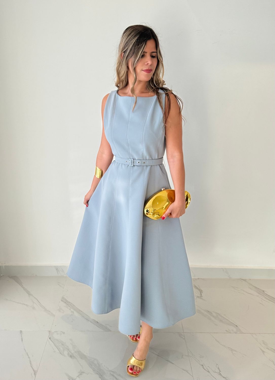 Business Blue Gray Dress