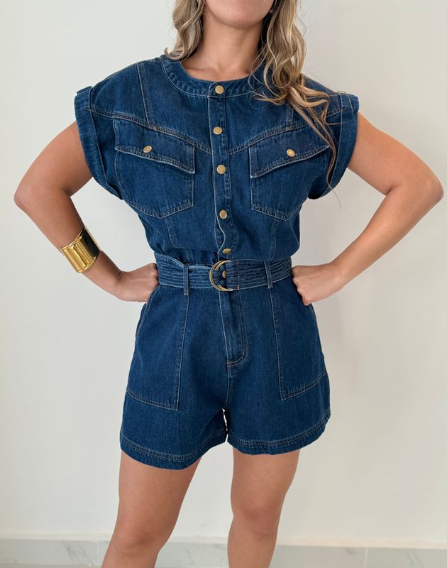 Denim Short Romper