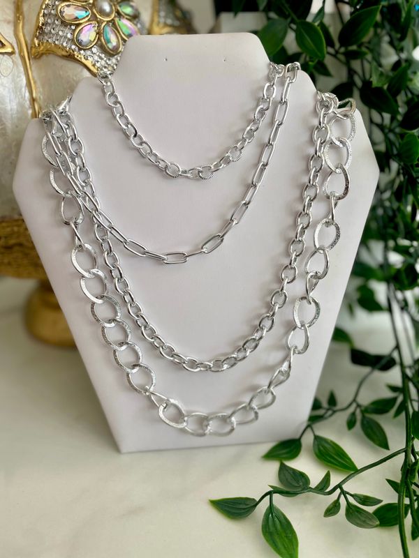 Silver 4 Layers Necklace