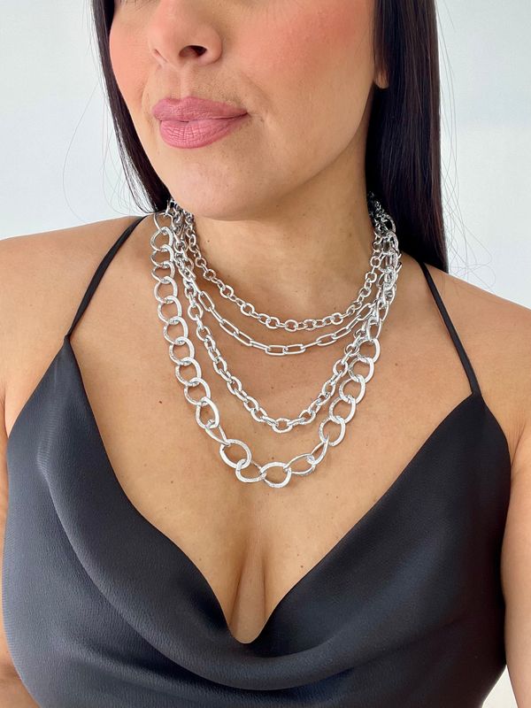 Silver 4 Layers Necklace