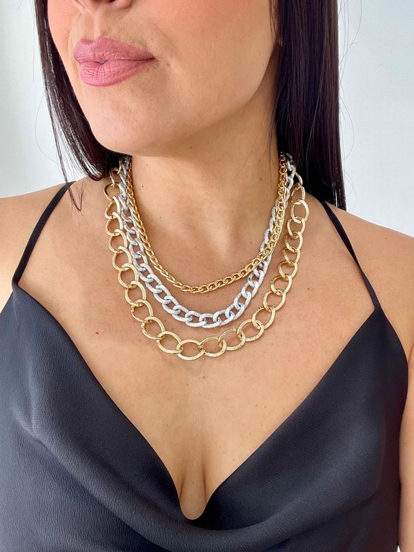 Gold &amp; Silver 3 Layers Necklace