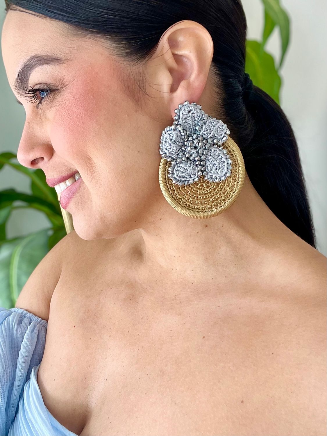 Gold &amp; Silver Crochet Earrings