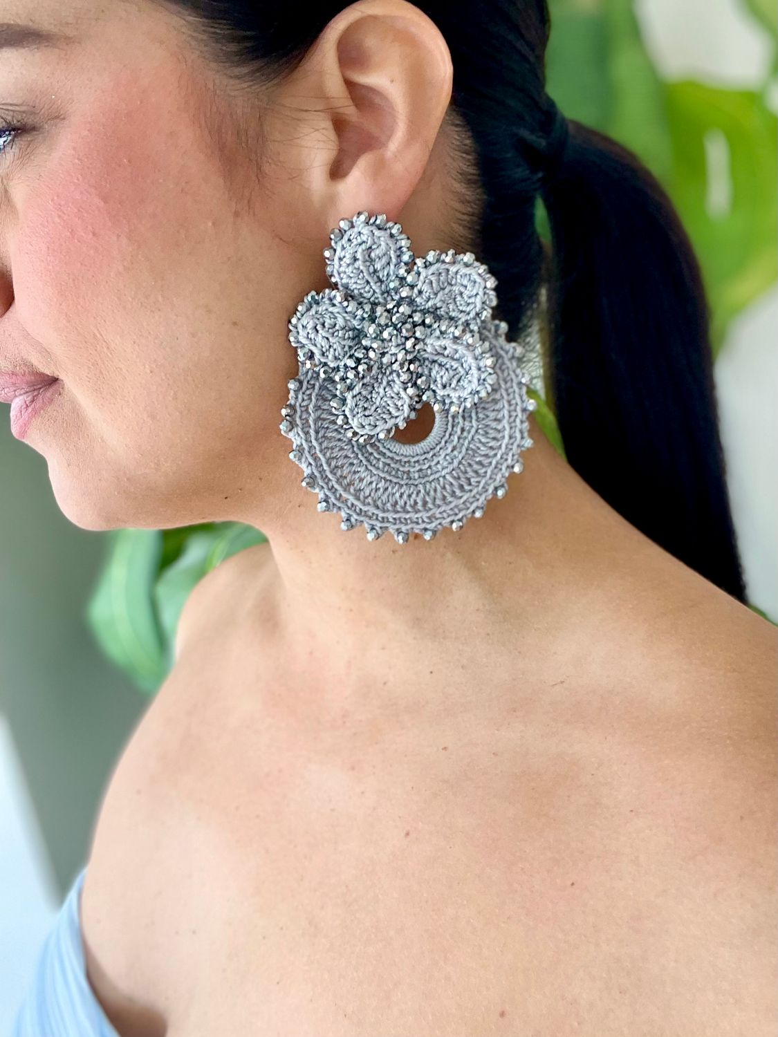 Silver Crochet Earrings