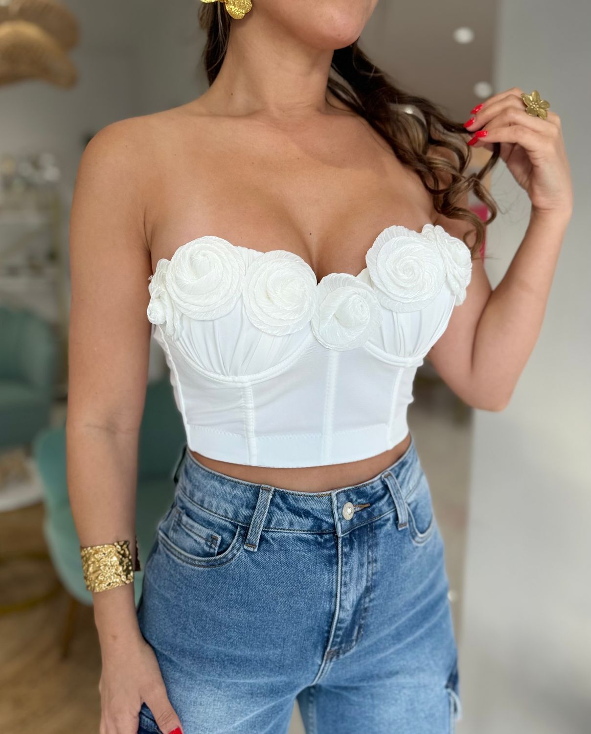 White Flowers Bustier