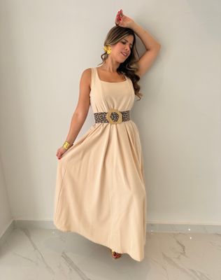 Beige Sweet Midi Dress