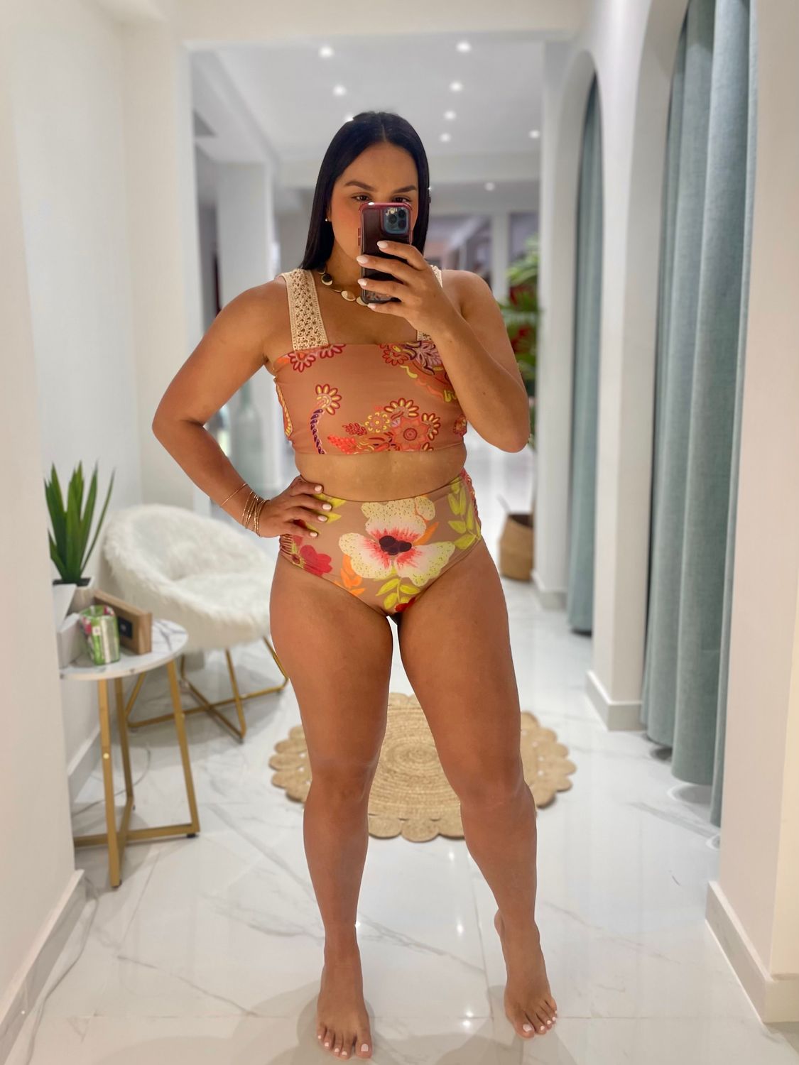 Floral Macrame Exclusive Collection High Waisted Bikini