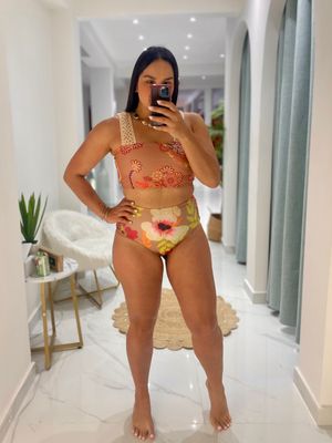 Floral Macrame Exclusive Collection High Waisted Bikini