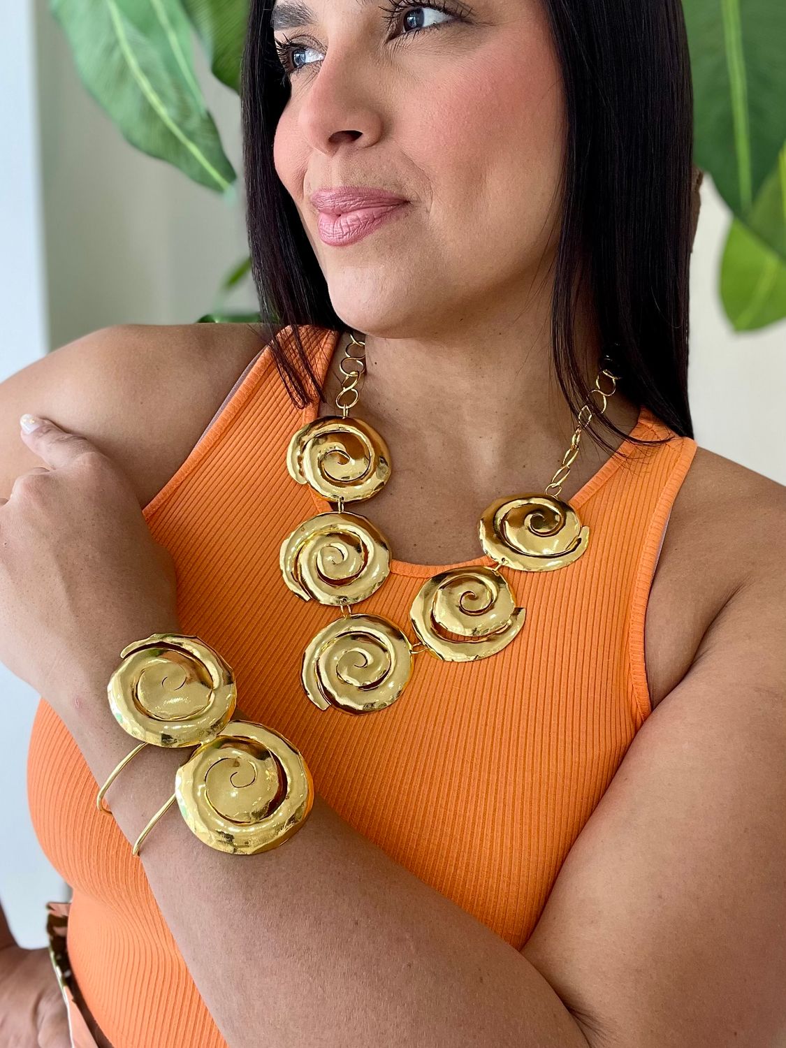 Gold Spirals Necklace Set
