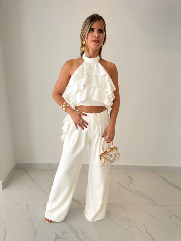 Pearl White Pant Set