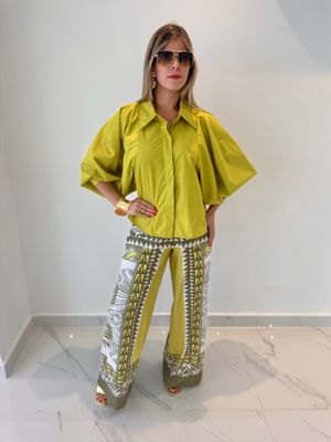 Pear Green Printed Pant Set