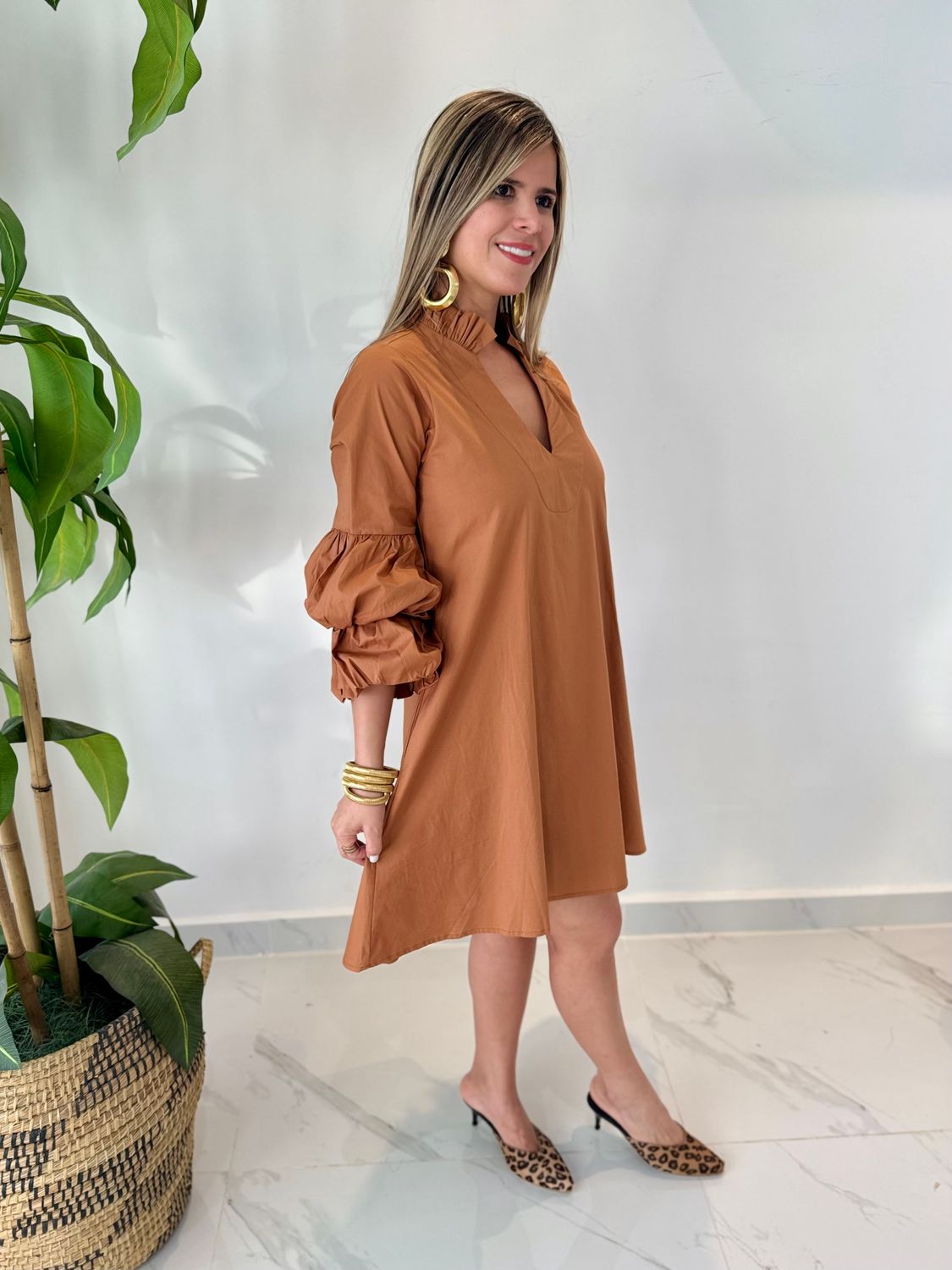 Mocha Sleeves Dress Nostrum Collection