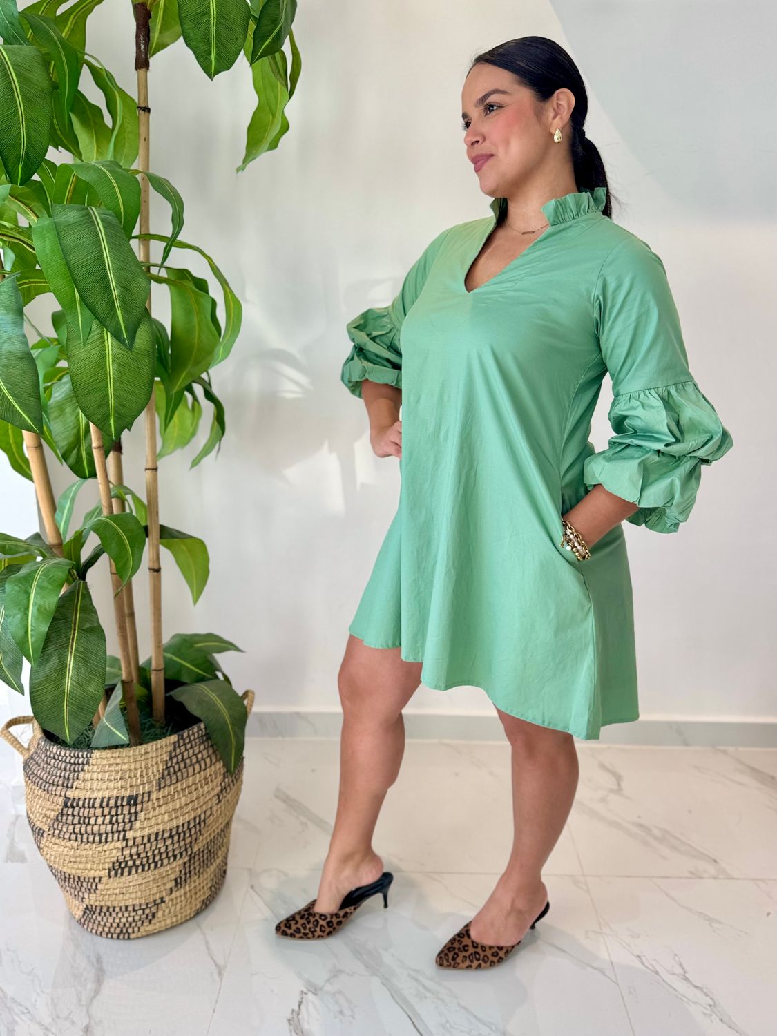 Mint Sleeves Dress Nostrum Collection