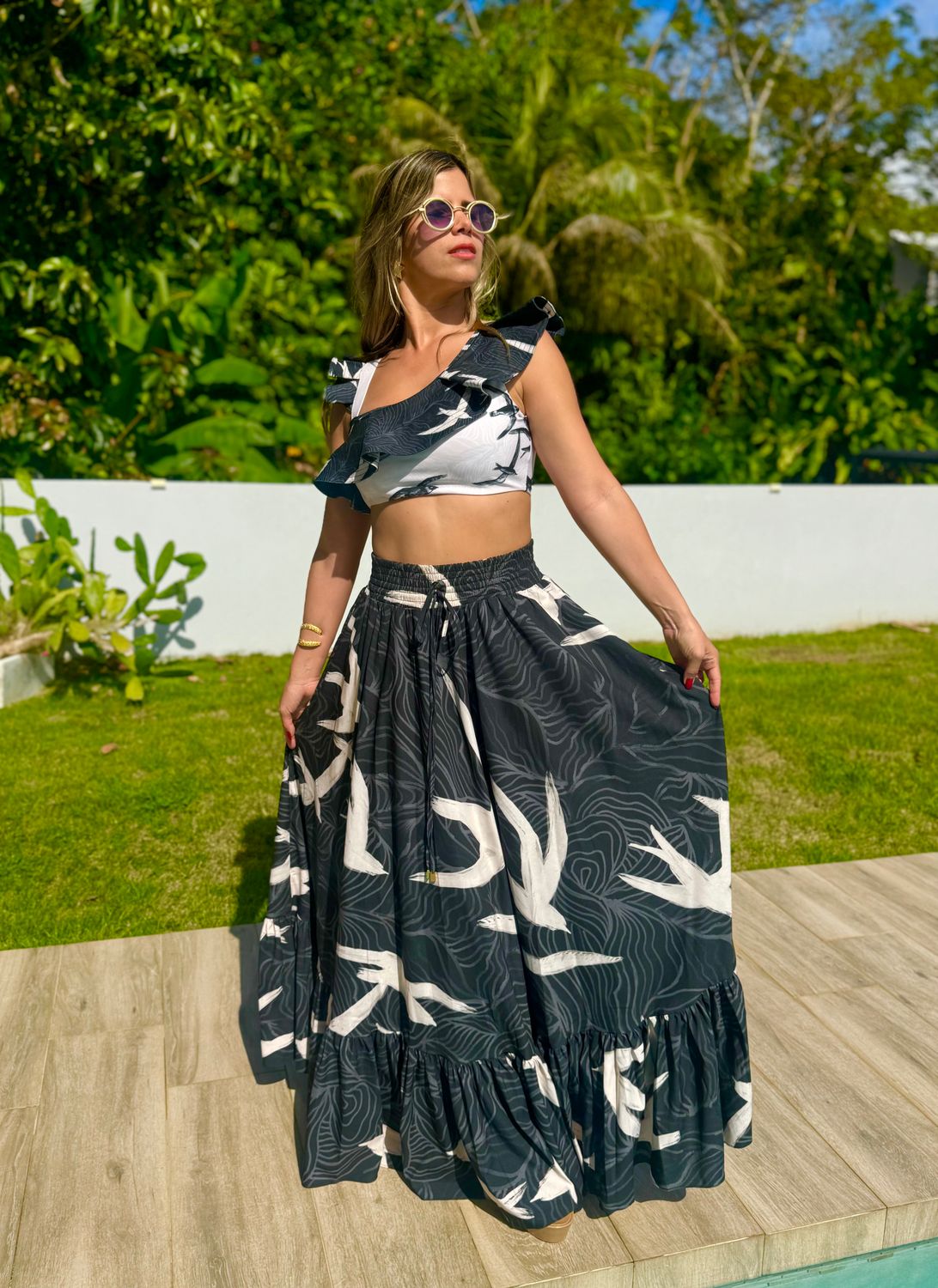 Birds Dance Exclusive Designer Long Skirt