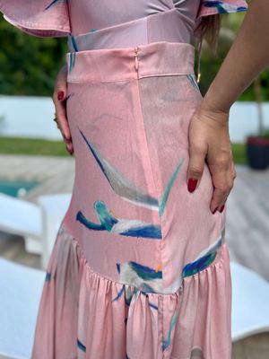 Peach Birds Exclusive Designer Long Skirt