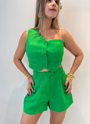 Green Vest Short Set