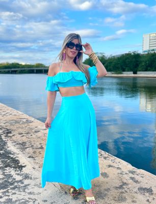 Aqua Midi Skirt Set