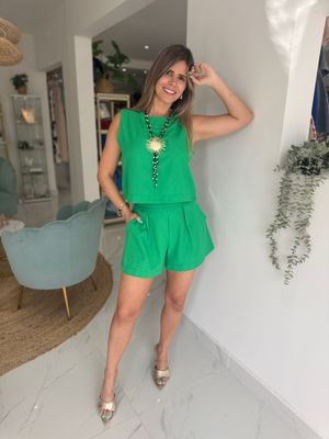 Green Casual  Short Pant Set