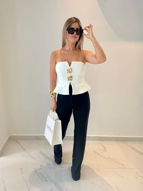Black &amp; White Casual Business Pant Set