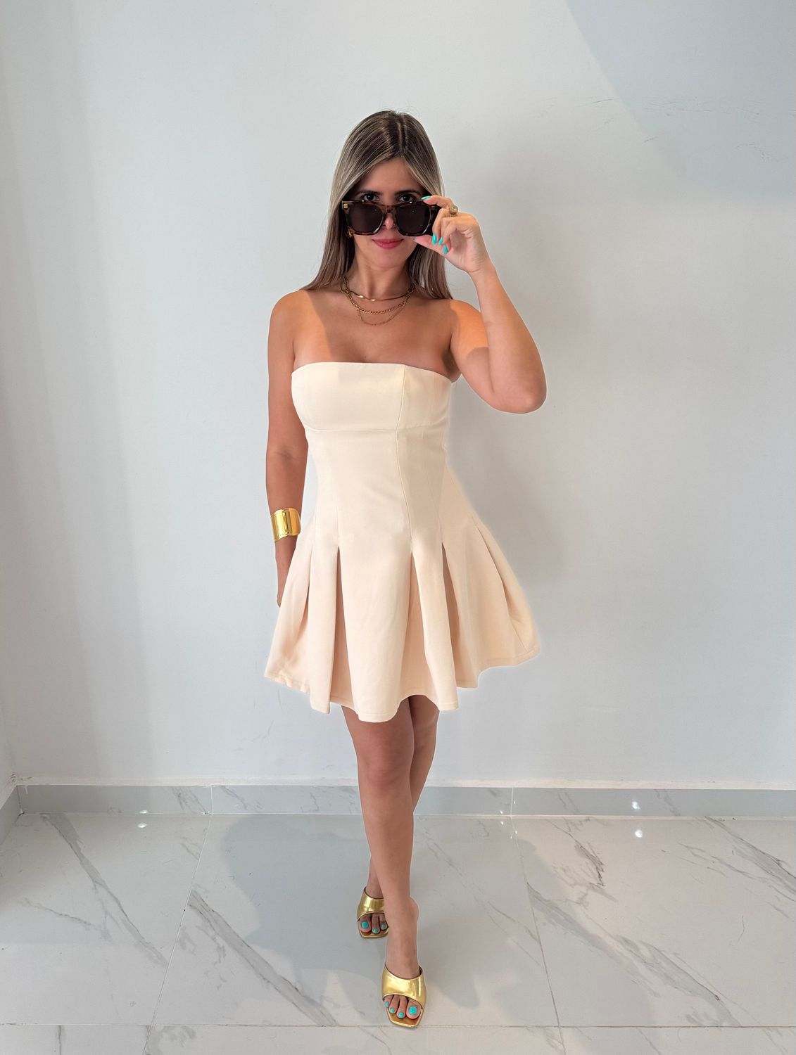 Vanille Strapless Short Dress