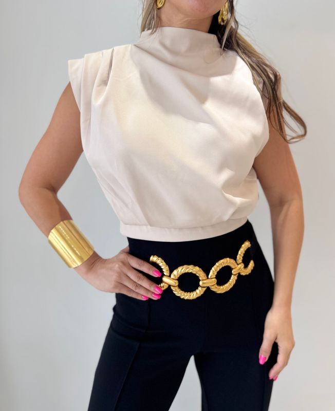 Cream Elegant Top