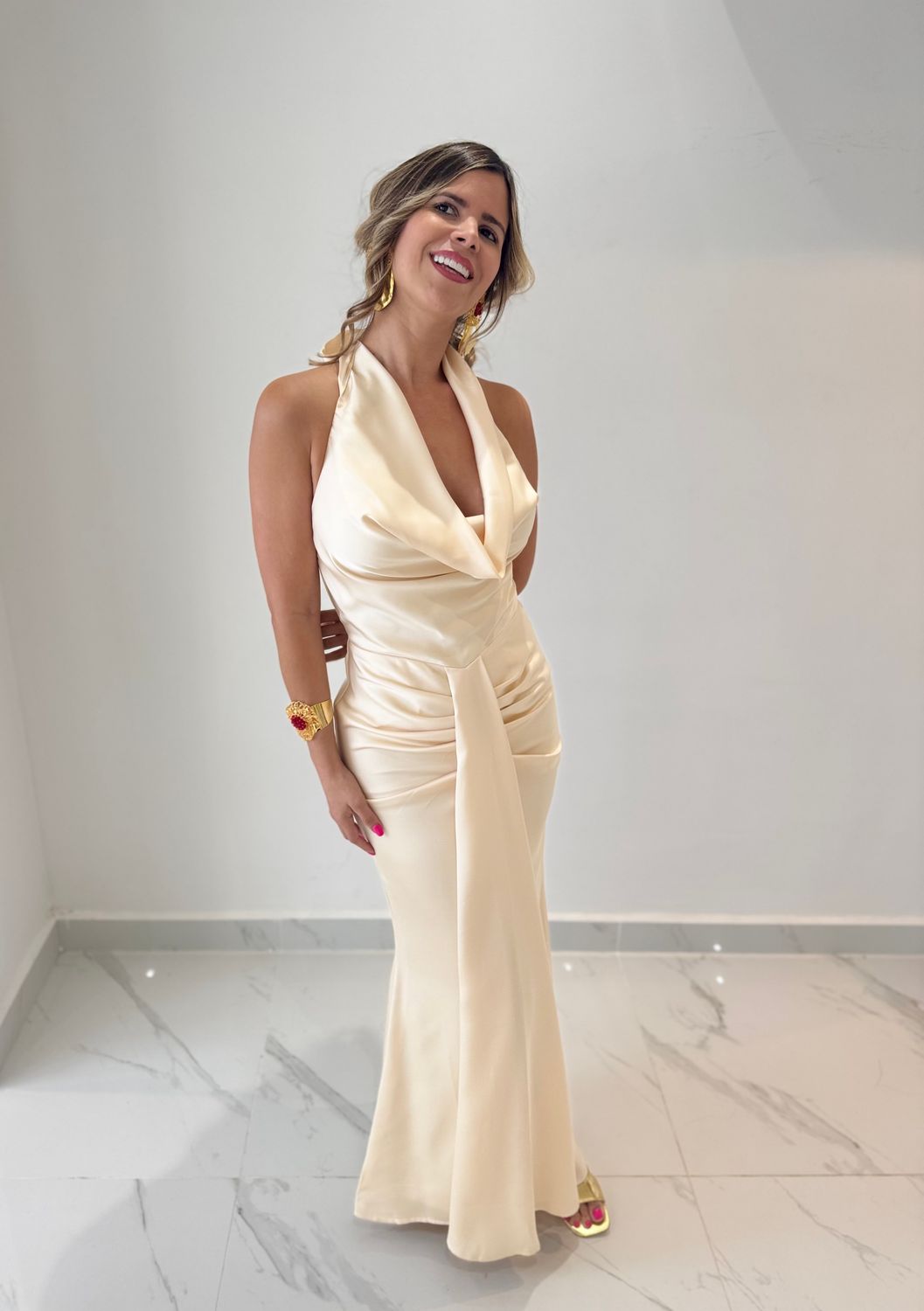 Light Butter Satin Dress