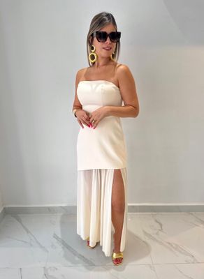 Ivory Strapless Casual Elegant Dress
