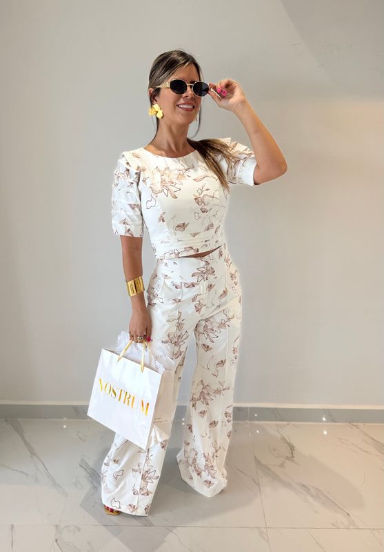 White Printed Exclusive Pant Set