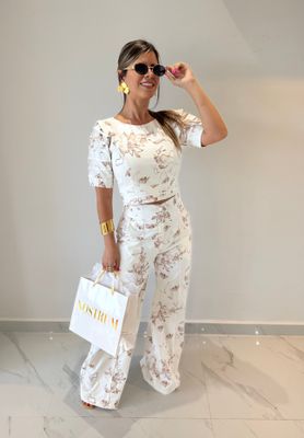 White Printed Exclusive Pant Set