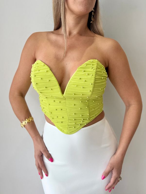 Lime Green With Pearls Bustier