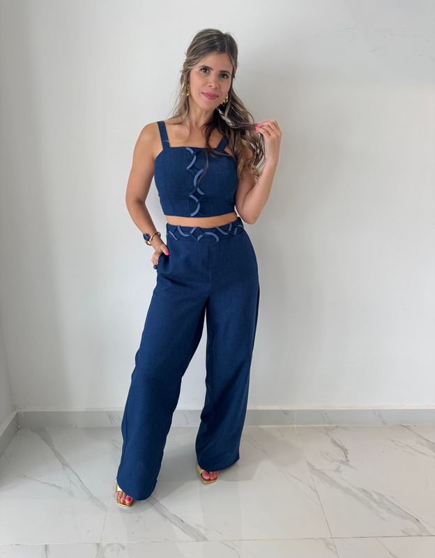 Navy Blue Pant Set