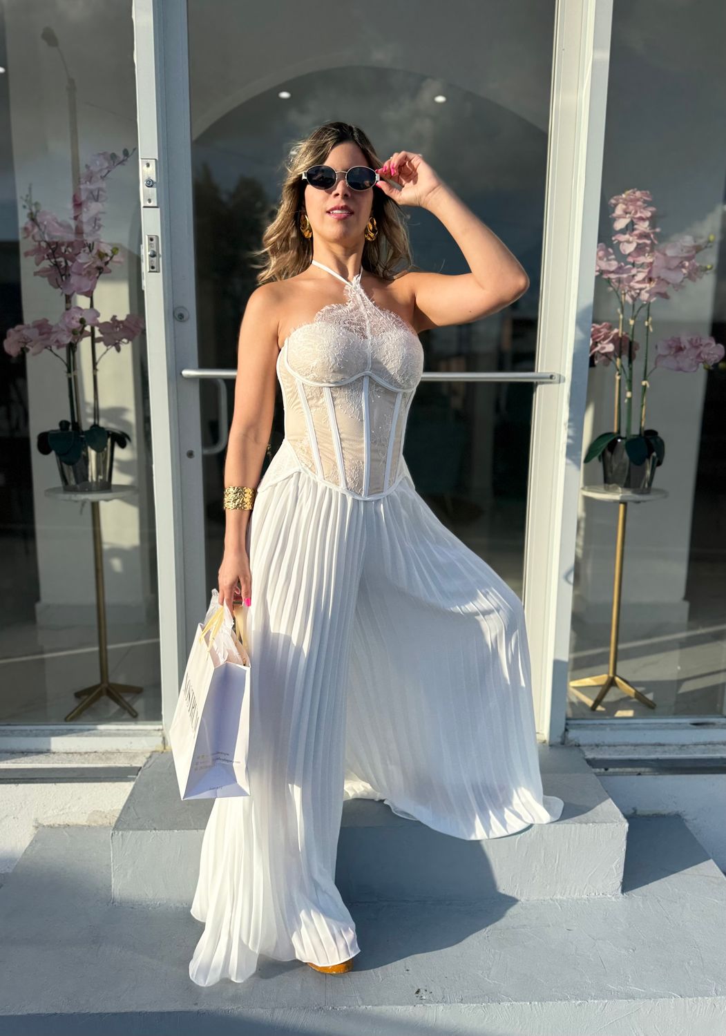White Corset Palazzo Set