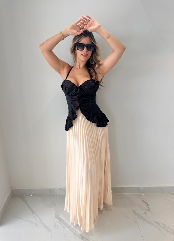 Black Ruffle Corset Formal Dress