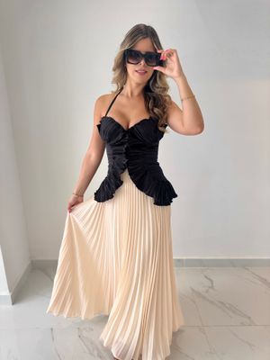 Black Ruffle Corset Formal Dress