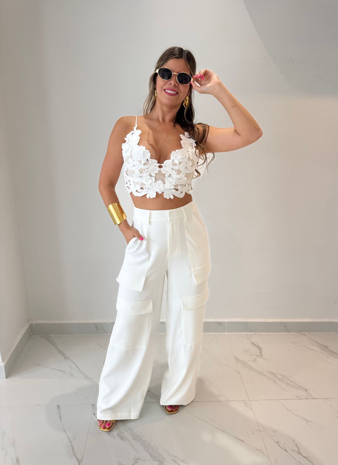 White Cargo Pants