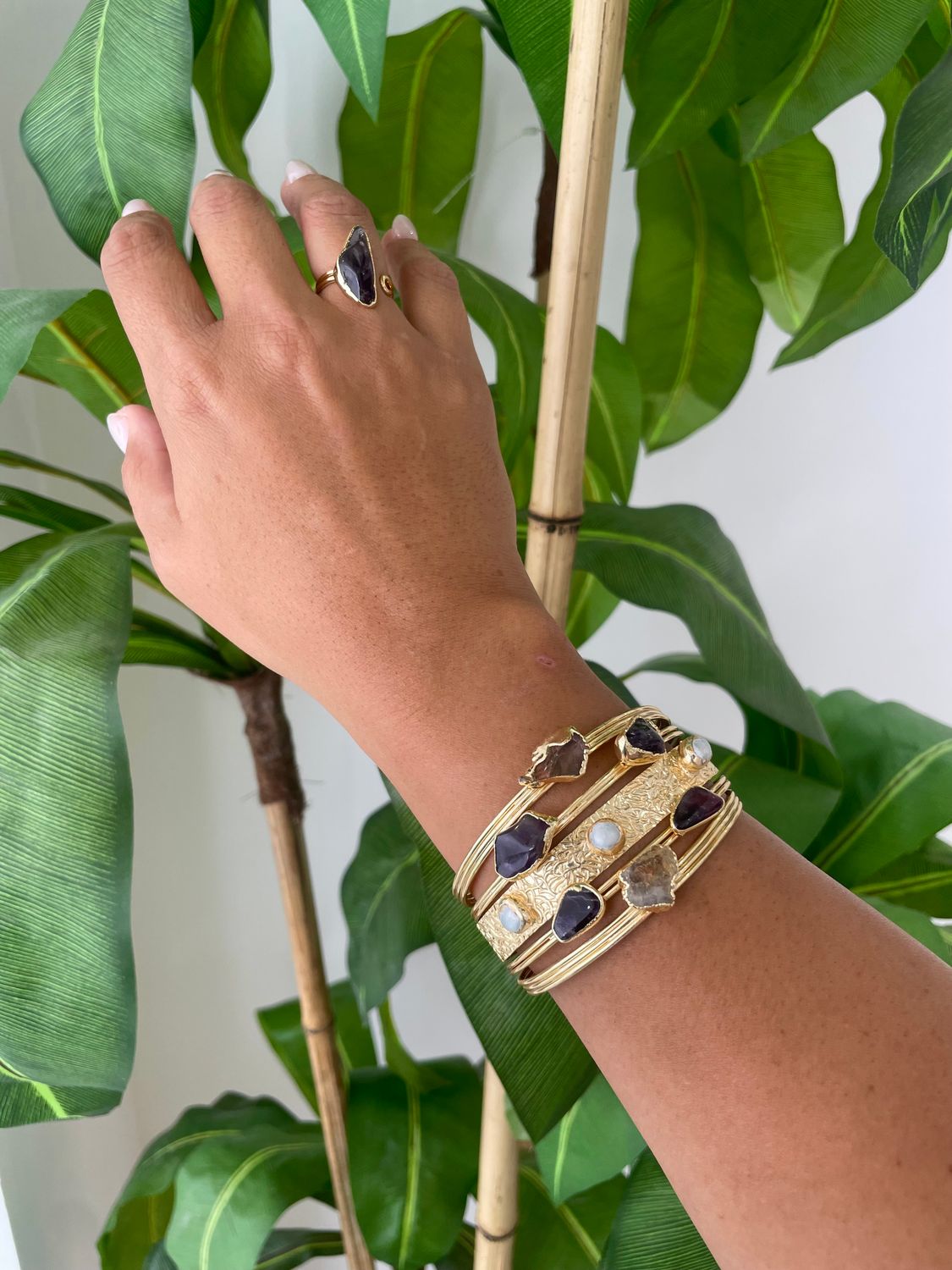 Pearls &amp; Stones Bangle Set